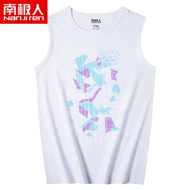 Nam Cực vest của nam mùa hè tay áo thun đàn ông vẫy tay thể thao lỏng lỏng lẻo bông cut-out tay áo vai rộng váy