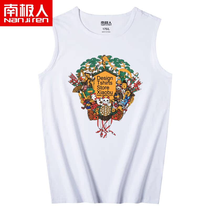 Nam Cực vest của nam mùa hè tay áo thun đàn ông vẫy tay thể thao lỏng lỏng lẻo bông cut-out tay áo vai rộng váy