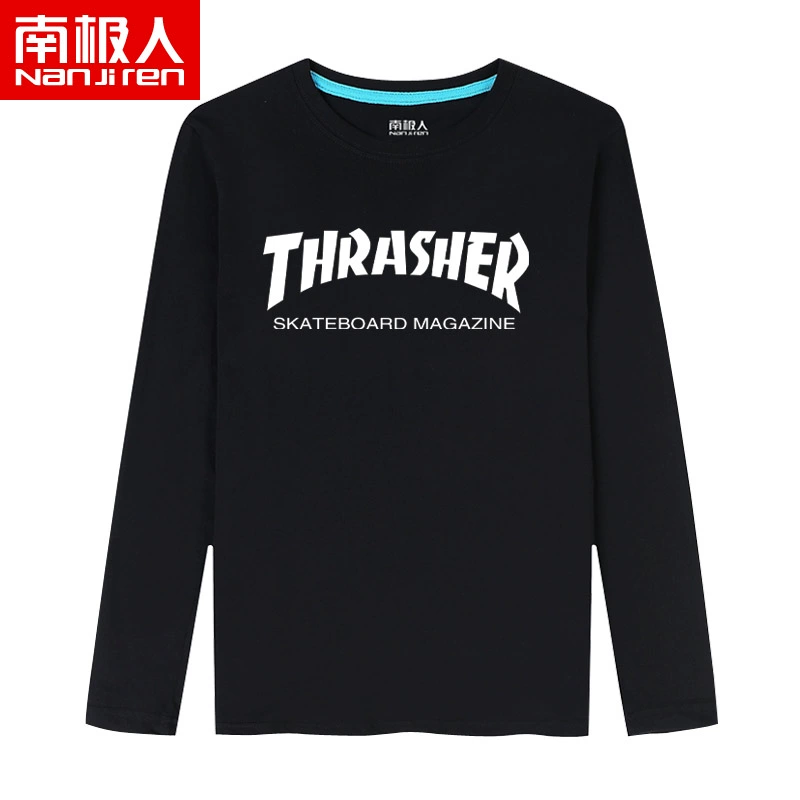 Nam Cực mới mùa thu nam áo thun dài tay cỡ lớn cổ tròn nam lỏng xu hướng mùa thu quần áo mỏng chạm đáy áo áo thun trơn nam
