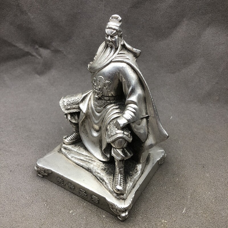 Ancient Play Miscellaneous Kuan Kung Small Pendulum Pieces of Buddha's Car Accessories Home Craftsmanship Pendulum of Bronze Silver Plated Silver