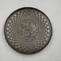 Ancient play miscellaneous dishes Big Four Divine Beast Juk Bronze Plate Home Craft Pendulum retro bronze ware single piece price