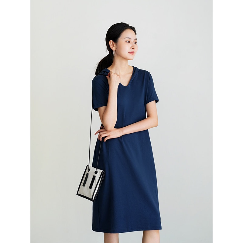 Ready Stock Farewell 50% off Lazy People Can Easily Go Out~ Soft Cotton Straight Hooded T-Shirt Dress《Yyjy038》