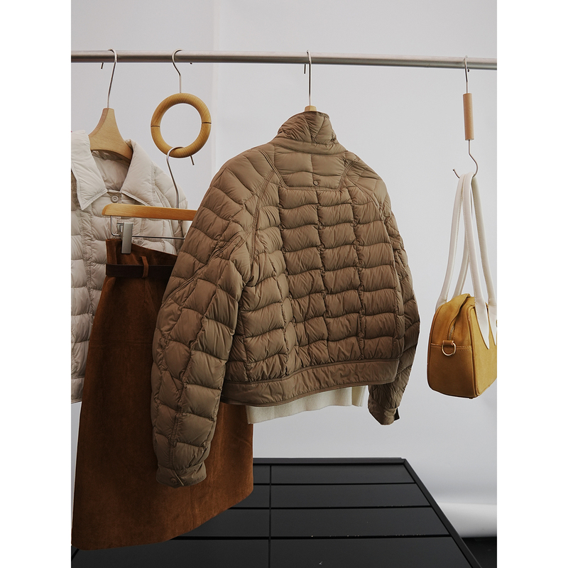 Premium Limited Edition 30% off Soft and Warm ~ 90% White Goose down Checkered down Jacket for Petite Women＜Nyzf093