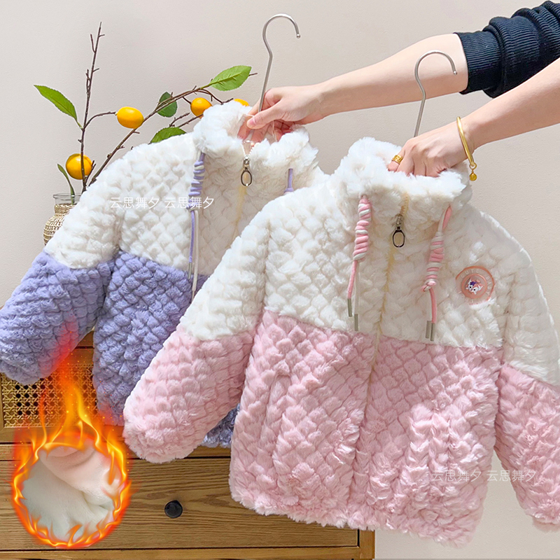 Pro-sub-dress Winter new sweater Girls plus suede Thickened Jacket Mother Woman Dress Warm Hair Sweater Send Doll 