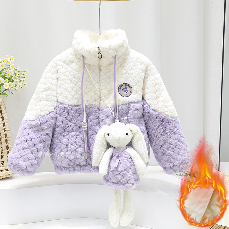 Parents and Children Clothing New Girl Han Edition Cartoon Cotton Cotton Cotton Coat Mother and Women Clothing Heat Warm Sweater