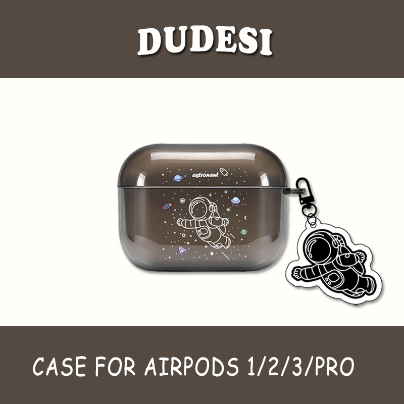 Creative Black Starry Sky Astronaut Suitable for AirPods protective sleeves AirPodsPro3 generation Apple airpods2 generation wireless Bluetooth headphone cover protection shell tide soft anti-fall