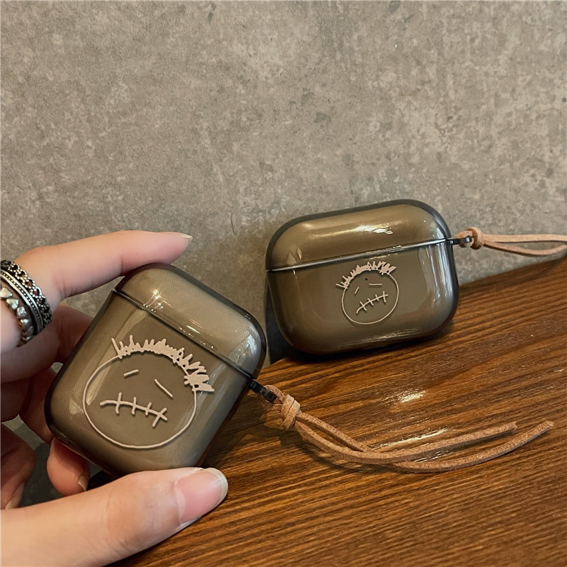 Minimalist personality overdraft Black Tide Card Ghost face AirPods protective sleeves AirPodsPro3 Generation Apple airpods2 generation wireless Bluetooth headphone cover protection shell tide softshell anti-fall male and female