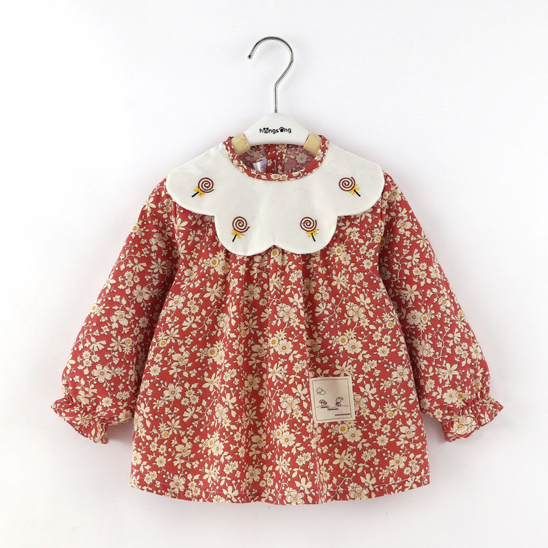 Coverall baby girl eat outside wear waterproof baby bib eat bib reverse dress autumn and winter Western style children's painting apron