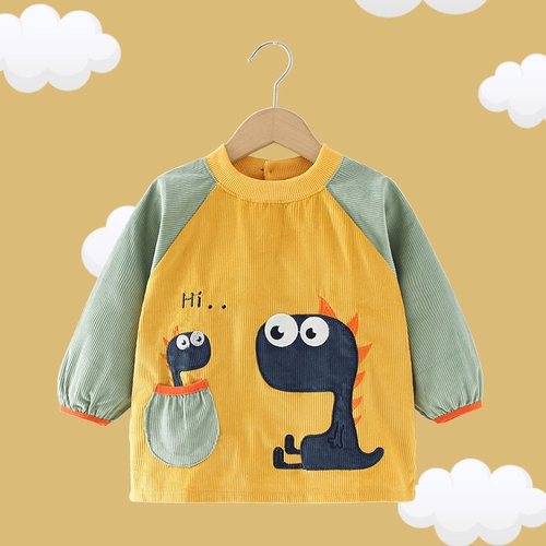 Детский вельветовый водонепроницаемый нагрудник, фартук, хлопковая детская юбка на девочку для еды, анти-грязь, сзади на завязках