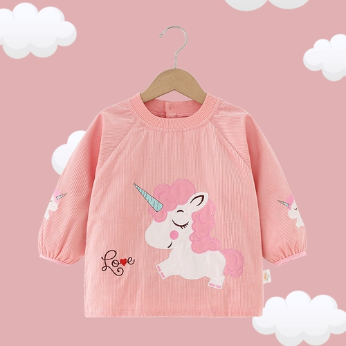 Детский вельветовый водонепроницаемый нагрудник, фартук, хлопковая детская юбка на девочку для еды, анти-грязь, сзади на завязках