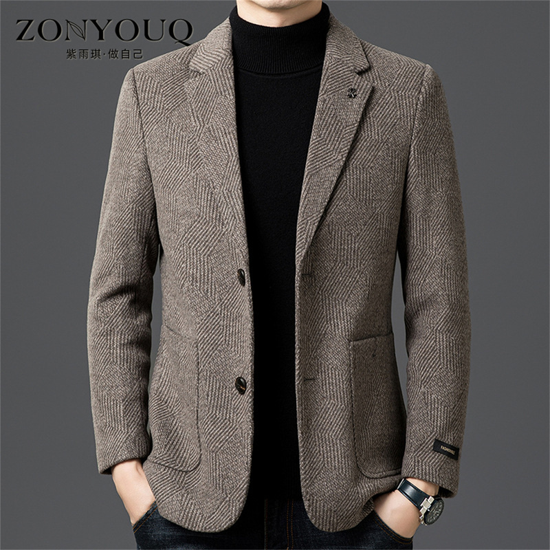 Woolen Suit Jacket for Men, Autumn and Winter, Thickened Wool, Warm, Slim Fit, Versatile, Business Casual, Everyday Suit
