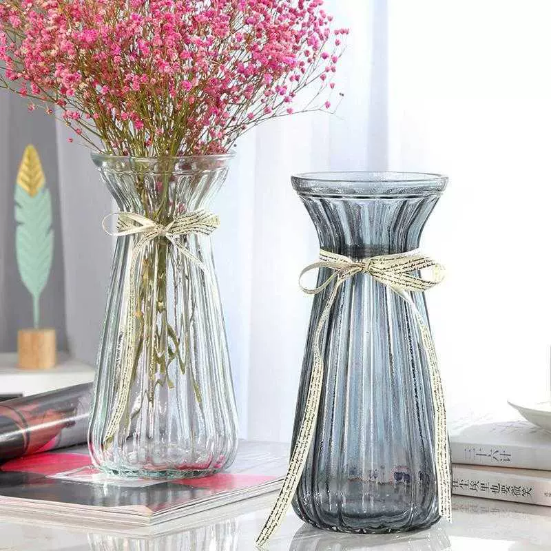 Bình thủy tinh trong suốt sáng tạo Phong cách châu Âu thủy canh màu xanh lá cây thì là bình hoa lily phong phú bình tre hoa khô đồ trang trí - Vase / Bồn hoa & Kệ