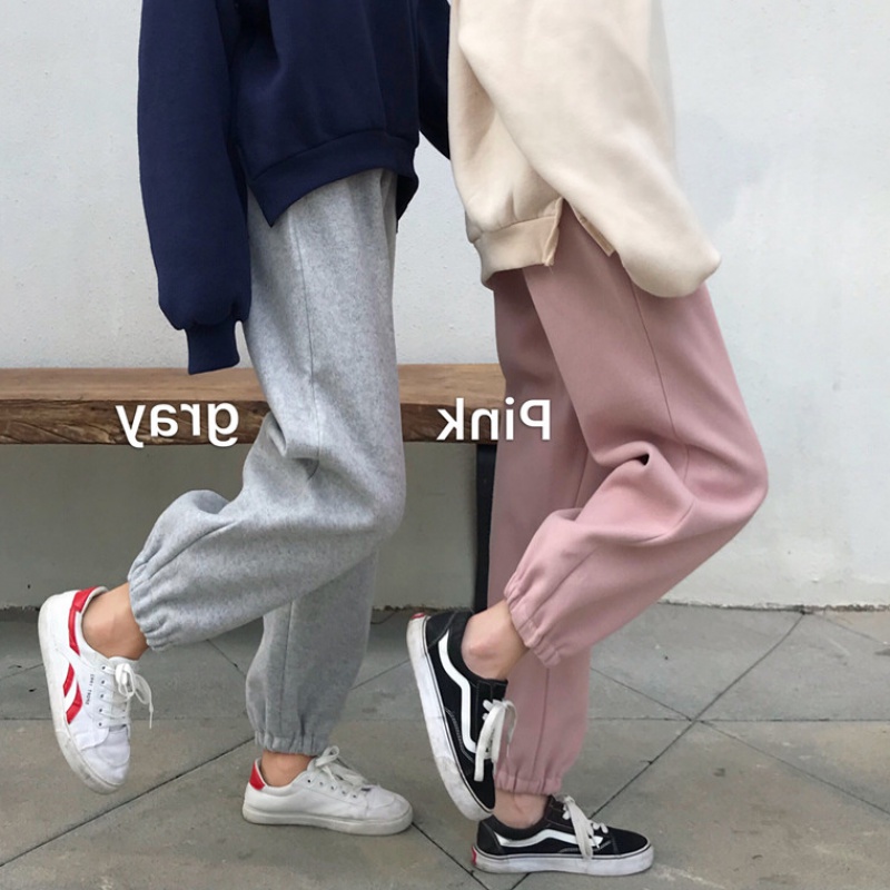 Trouser female clothing in autumn and winter 2019 Han edition thickening fashion casual pants high waist and thin beam feet Harlen trousers tide
