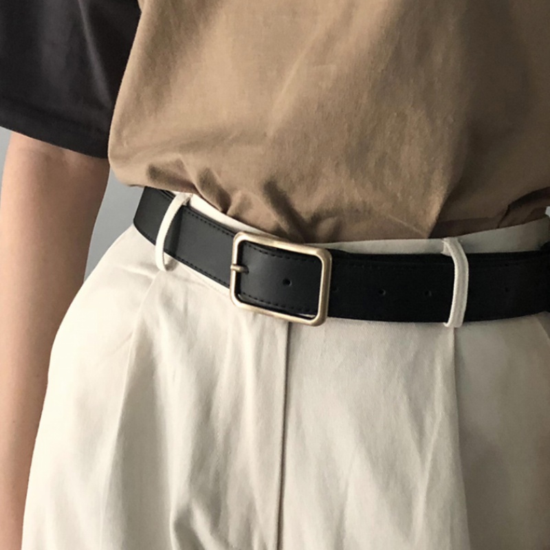 chic belt decorative belt female cool in casual jeans with male Korean student retro brief about 100 lap black 