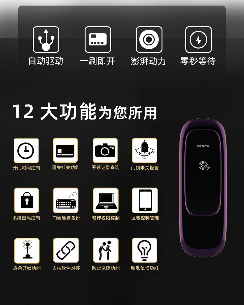 Электронный замок 5星级分体酒店门锁全自动宾馆刷卡锁公寓民宿分离式静音智能门锁