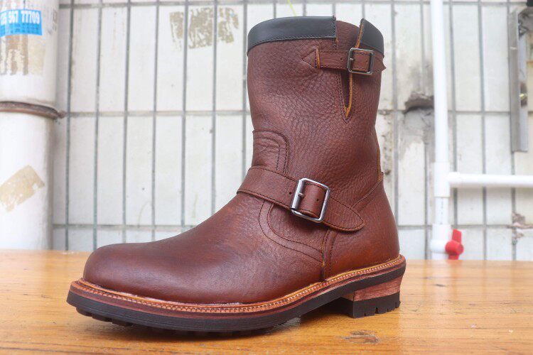 Retro Mens Motorcycle Mid Calf Boots Workwear Zipper Real Leather