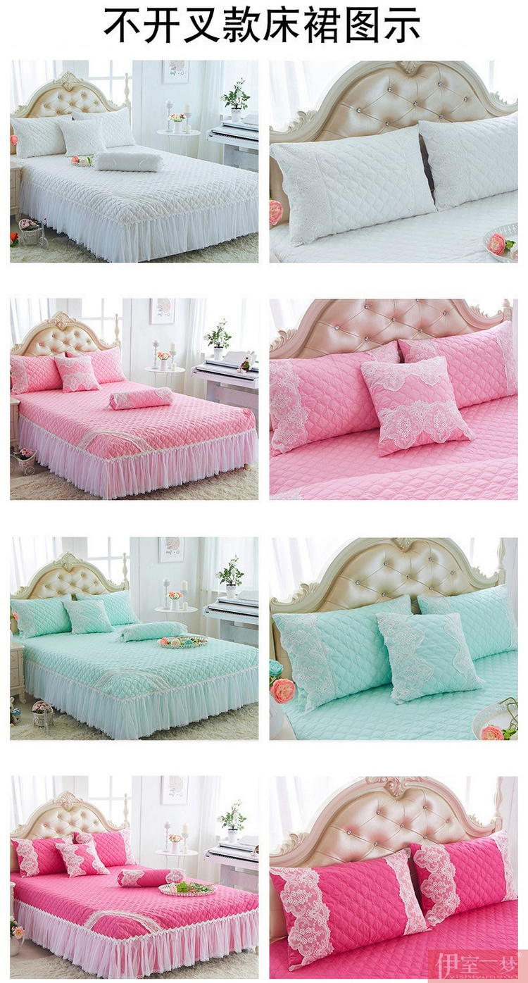 Váy ngủ công chúa bằng vải cotton đơn thuần Hàn Quốc đơn mảnh dày chăn gối gối trải giường 1,8 m có thể được chia giường - Váy Petti ga giường viền ren