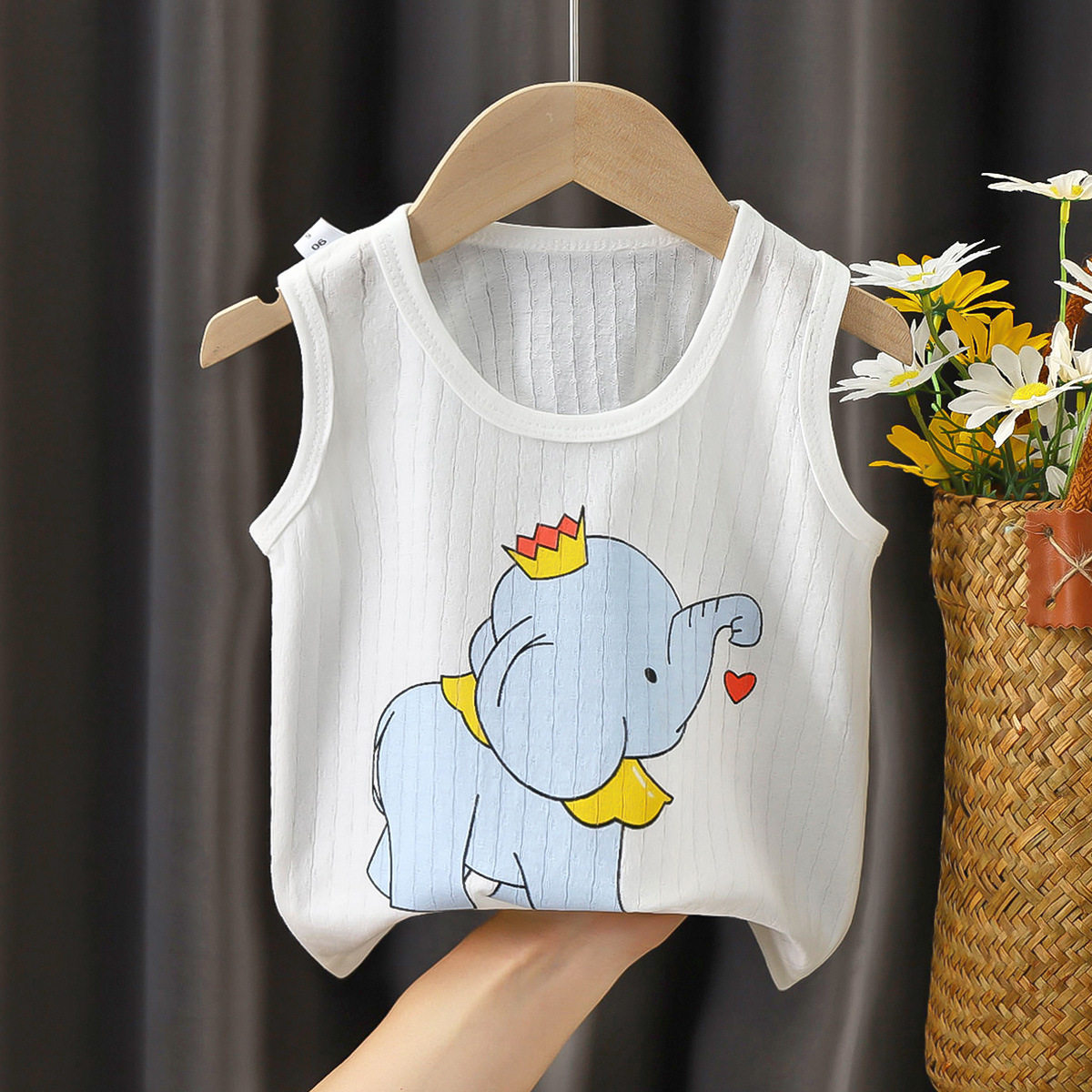 Children Pure Beating Cotton Vest Summer Boy Clothes Sleeveless Jacquard Sweatshirt Home Conserved Girl Sleeveless Vest bottom T-shirt