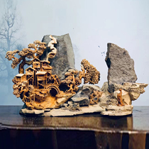 Taihang cliff cypress landscape bouldering root carving Log carving Wood carving Natural shape living room ornaments crafts