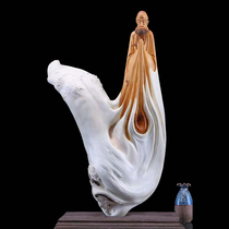 Taihang cliff Bodhidharma log root carving ornaments wood carving transport transport red and white material aging hand parts carved fine carving