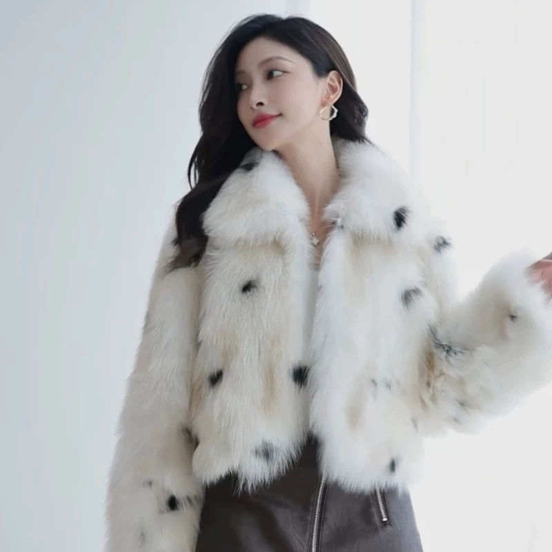 MDOUD «Shibuya Hot Girl» Bobcat новая лиса меха кожа принт Slim Wool Jacket Young