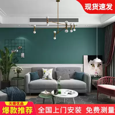 American retro dark green wallpaper high-grade atmospheric Net red bedroom background wall living room waterproof wallpaper non-woven