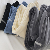 White sports pants womens high-waisted loose 2022 new autumn and winter plus velvet thickening casual beam feet American pants