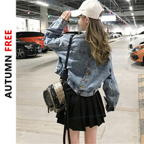 2021 autumn and winter denim coat womens loose short Joker bf Korean hip hop Net red ins tide age reduction coat