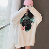 Sweater women 2021 new spring and autumn thin Korean version of loose white print long sleeve Hong Kong style top ins tide