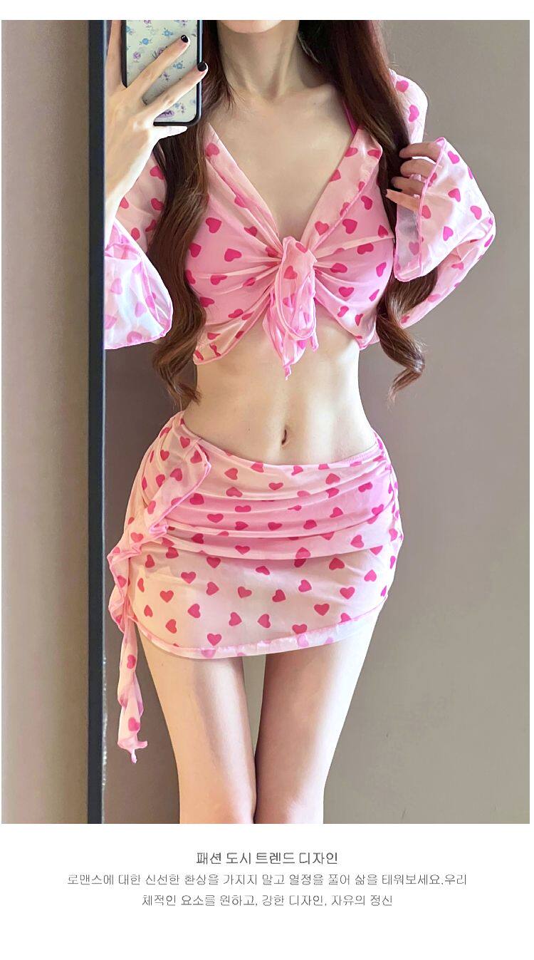 Розовый комплект, летний купальник, раздельный сексуальный топ с чашечками, 4 предмета   