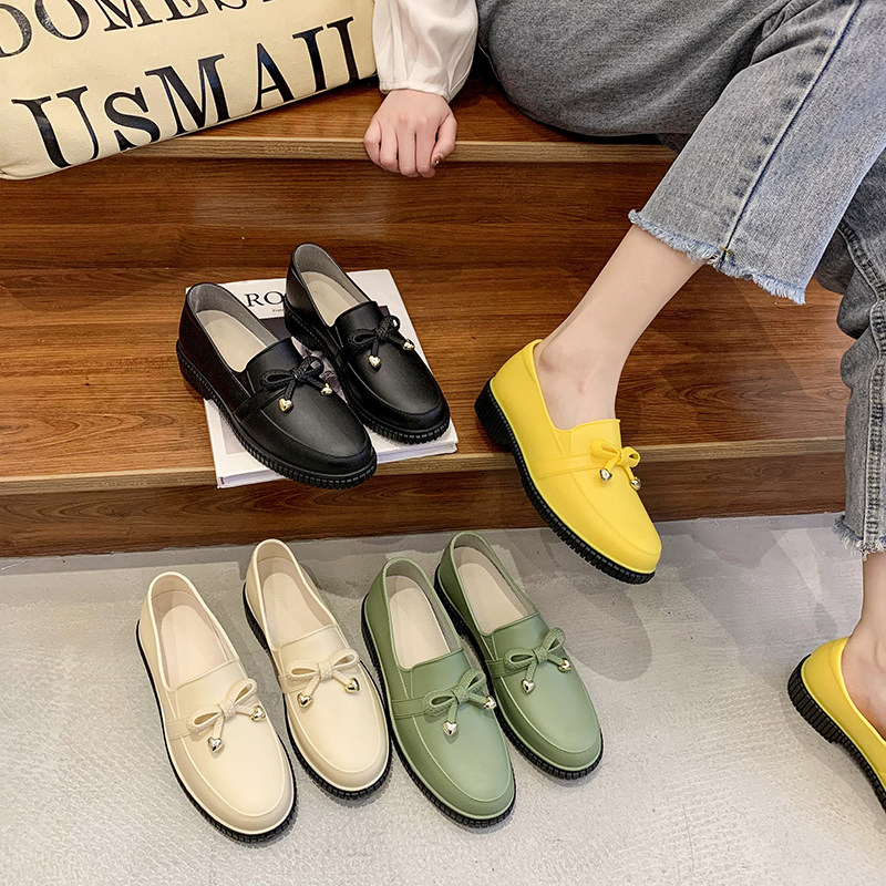 Japanese Hayuyufei shallow mouth fashion butterfly bow summer rainshoes short-tube anti-slip shoes kitchen shoes wear outside