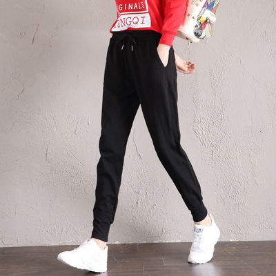 运动裤女春秋2020宽松哈伦裤休闲长裤女