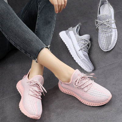 新款透气飞织运动鞋女跑步鞋椰子鞋