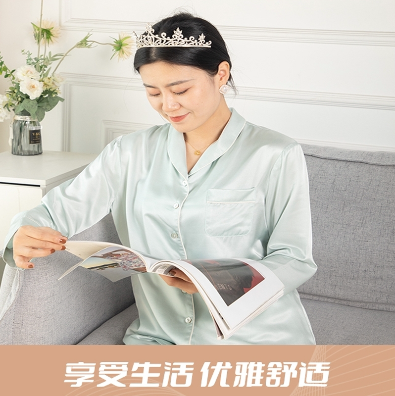 Song Silk SYT2015-001 Woman SAN silk Ai wet pajamas blue comfortable