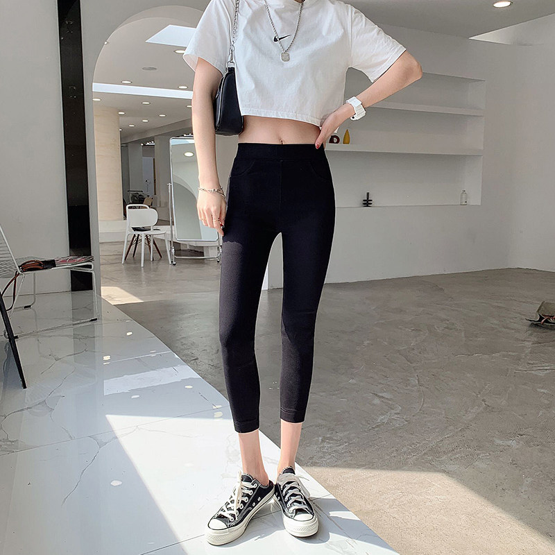 Inner pants women wear tight high waist small feet pencil nine points thin spring autumn and winter style magic small black pants eight points pants