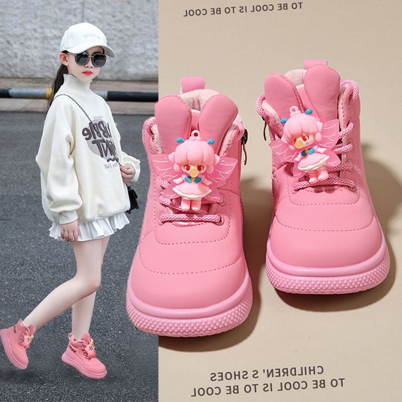 Girls' Kuromi Snow Boots 2026 Winter New Style Fleece-Lined Thickened Children's Cotton Shoes Cute Pink Short Boots for Babies