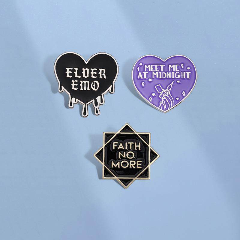 Foreign trade hot-selling alloy badge black love letter rock band badge trend clothing accessories pin