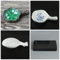 Paper and ink plantang multifunctional ceramic ink dish pen licking brush holder pen washing pen plastic water plate ink ink four treasures multi-functional small inkstone beginner student calligraphy Chinese painting supplies
