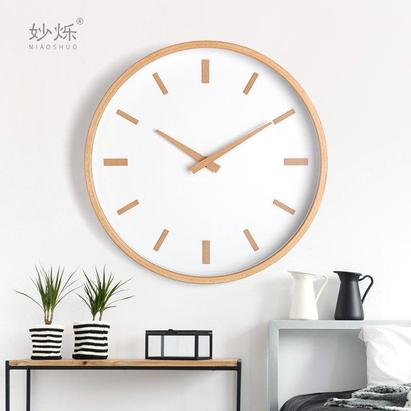 Day-style hang-in-the-wind solid wood Nordic Living room pole minimalist about modern home mute log hanging wall clock table