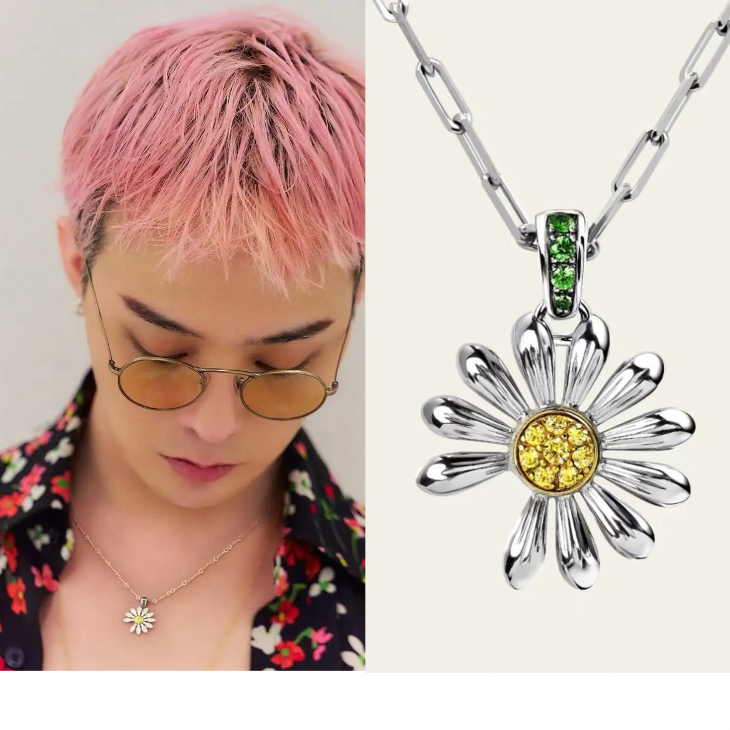 Gd g-dragon style daisy 925 sterling silver 18k gold plated
