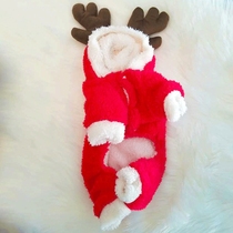 Pet Kitty Clothing Pooch Teddy Bib Bear Beauties New Year Christmas Elk Autumn Winter Plus Suede Thickened Warmth