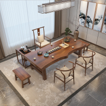 Solid Wood tea table and chair combination 1 meter 8 large board tea table simple Chinese log retro tea table 2020 new coffee table