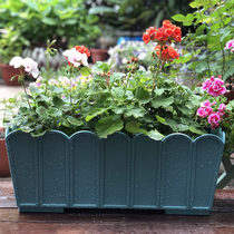 Thickened fence lace plastic flower pot Creative long strip Balcony planting box Balcony courtyard Resin vegetable pot extra large