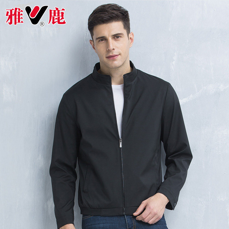 雅鹿 19年秋季款 男式修身立领休闲夹克 天猫优惠券折后￥98包邮（￥168-70）多色可选