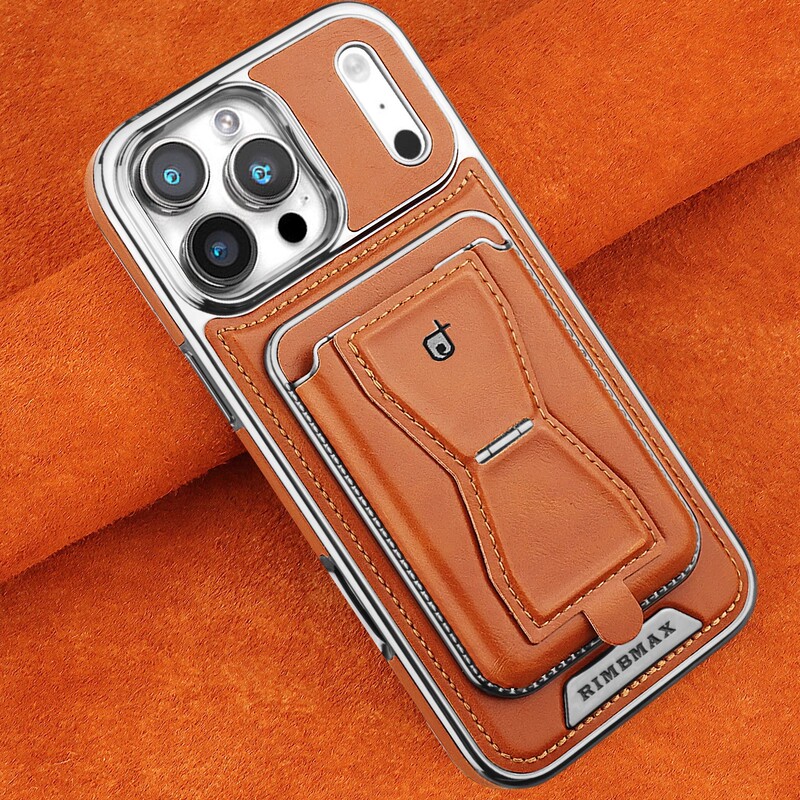 Suitable for Apple 18 Pro Phone Case, New High-End Genuine Leather Card Holder Stand, iPhone 18 Pro Max Full-Cover Built-In Magnetic Protective Case, 17/16 Pm High-End Business Ultra-Thin Anti-Drop Shell