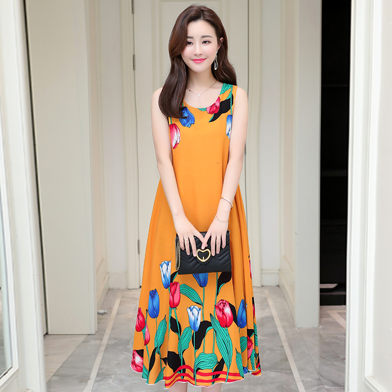 20poplin  Nightdress female pure cotton new pattern summer Thin Sleeveless Medium and long term Increase fertilizer Big size easy Fat mm pajamas
