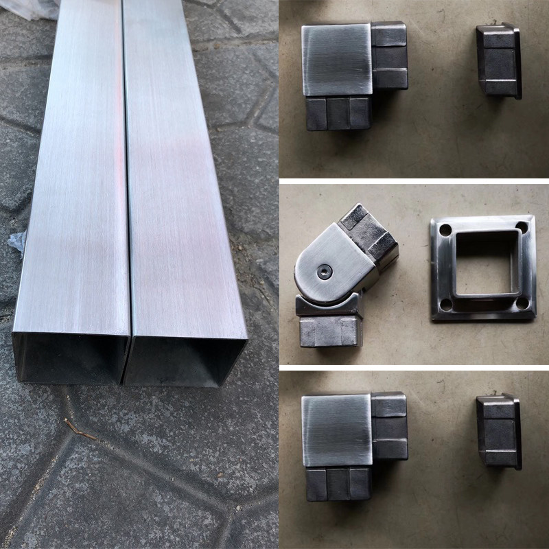 Stair handrail fittings stainless steel column staircase fittings Balustrade square pipe elbow flange sealing interface fittings