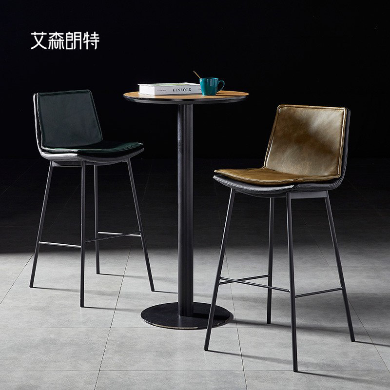 Minimalist bar Bench Industrial Wind Loft Iron Art Bar Chair High Foot Bar Chair Backrest American Retro Light Lavish Bar Stool