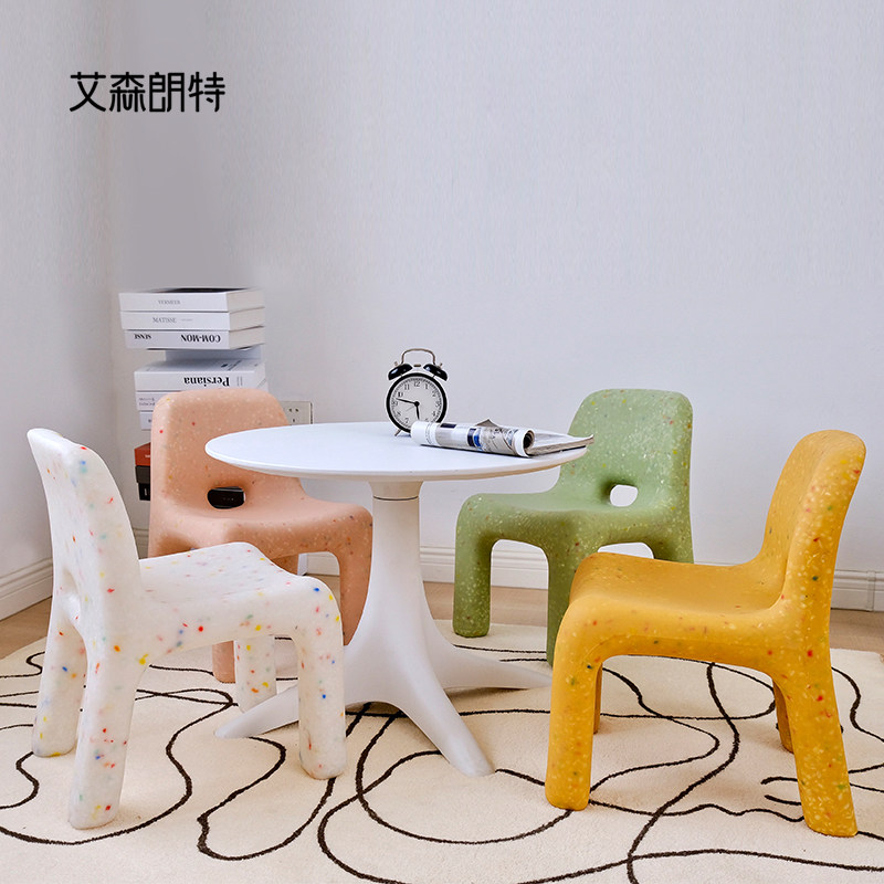 Nordic Creative Children Chair Backrest Stool Home Plastic Baby Dining Chair Mesh Red Modern Minima Nursery Small Bench