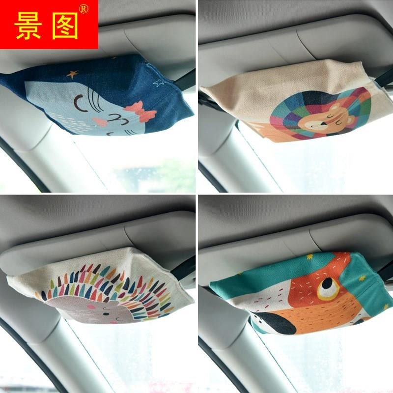 Car tissue box ins pumping box storage fabric tissue bag chair back hanging sun visor tissue set strap